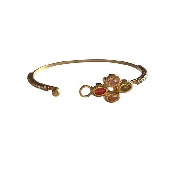 Elegant Gold and Red Bangle Bracelet - Picture 4 of 7